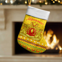 Myanmar Christmas Stocking with Yellow-Red-Green Theme, National Emblem, and Star Motif - Wonder Print Shop