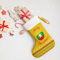 Myanmar Christmas Stocking with Yellow-Red-Green Theme, National Emblem, and Star Motif - Wonder Print Shop