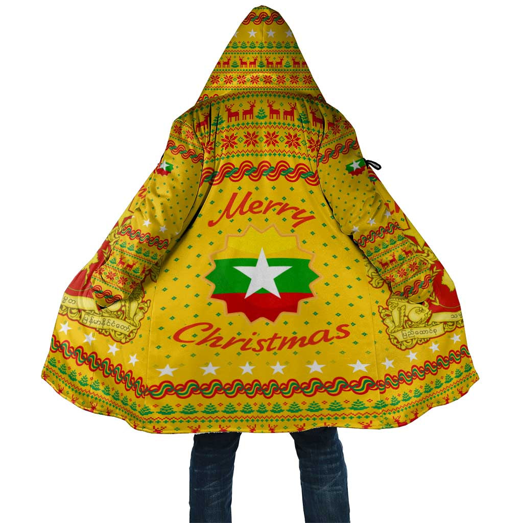 Myanmar Christmas Cloak with Yellow-Red-Green Theme, National Emblem, and Star Motif - Wonder Print Shop
