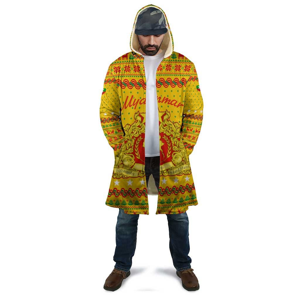 Myanmar Christmas Cloak with Yellow-Red-Green Theme, National Emblem, and Star Motif - Wonder Print Shop