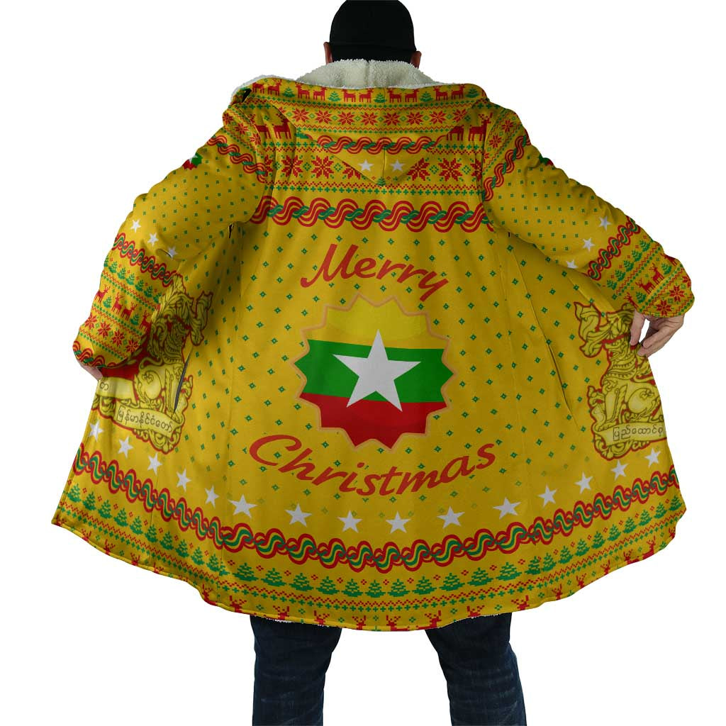 Myanmar Christmas Cloak with Yellow-Red-Green Theme, National Emblem, and Star Motif - Wonder Print Shop