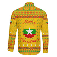 Myanmar Christmas Family Matching Mermaid Dress and Hawaiian Shirt with Yellow-Red-Green Theme, National Emblem, and Star Motif - Wonder Print Shop