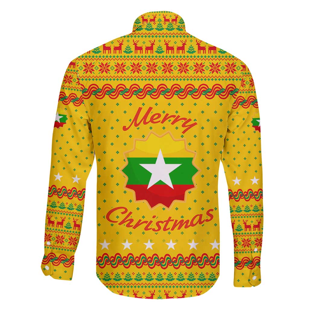 Myanmar Christmas Family Matching Puletasi and Hawaiian Shirt with Yellow-Red-Green Theme, National Emblem, and Star Motif - Wonder Print Shop