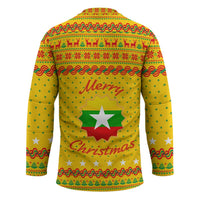 Myanmar Christmas Hockey Jersey with Yellow-Red-Green Theme, National Emblem, and Star Motif - Wonder Print Shop