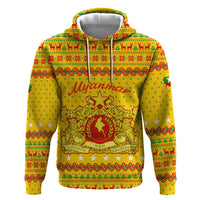 Myanmar Christmas Hoodie with Yellow-Red-Green Theme, National Emblem, and Star Motif - Wonder Print Shop