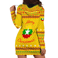 Myanmar Christmas Hoodie Dress with Yellow-Red-Green Theme, National Emblem, and Star Motif - Wonder Print Shop
