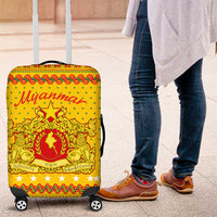 Myanmar Christmas Luggage Cover with Yellow-Red-Green Theme, National Emblem, and Star Motif - Wonder Print Shop