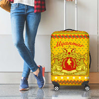 Myanmar Christmas Luggage Cover with Yellow-Red-Green Theme, National Emblem, and Star Motif - Wonder Print Shop