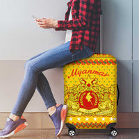 Myanmar Christmas Luggage Cover with Yellow-Red-Green Theme, National Emblem, and Star Motif - Wonder Print Shop