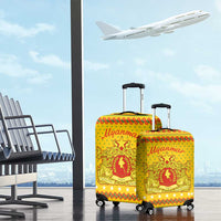 Myanmar Christmas Luggage Cover with Yellow-Red-Green Theme, National Emblem, and Star Motif - Wonder Print Shop