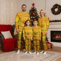 Myanmar Christmas Pajama Set with Yellow-Red-Green Theme, National Emblem, and Star Motif - Wonder Print Shop