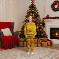 Myanmar Christmas Pajama Set with Yellow-Red-Green Theme, National Emblem, and Star Motif - Wonder Print Shop