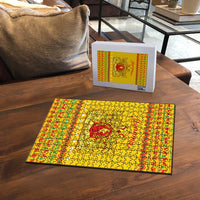 Myanmar Christmas Puzzle with Yellow-Red-Green Theme, National Emblem, and Star Motif - Wonder Print Shop