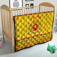 Myanmar Christmas Quilt with Yellow-Red-Green Theme, National Emblem, and Star Motif - Wonder Print Shop