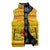 Myanmar Christmas Sleeveless Puffer Jacket with Yellow-Red-Green Theme, National Emblem, and Star Motif - Wonder Print Shop
