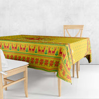 Myanmar Christmas Tablecloth with Yellow-Red-Green Theme, National Emblem, and Star Motif - Wonder Print Shop