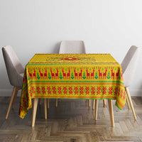 Myanmar Christmas Tablecloth with Yellow-Red-Green Theme, National Emblem, and Star Motif - Wonder Print Shop