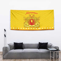 Myanmar Christmas Tapestry with Yellow-Red-Green Theme, National Emblem, and Star Motif - Wonder Print Shop