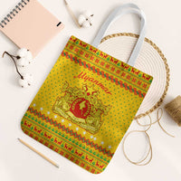 Myanmar Christmas Tote Bag with Yellow-Red-Green Theme, National Emblem, and Star Motif - Wonder Print Shop