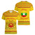 Myanmar Christmas Women V-Neck T-Shirt with Yellow-Red-Green Theme, National Emblem, and Star Motif - Wonder Print Shop