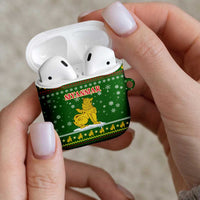 Myanmar Christmas AirPods Case with Green-Gold Theme, Chinthe Lion, and Santa Motif - Wonder Print Shop