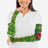 Myanmar Christmas Arm Sleeves with Green-Gold Theme, Chinthe Lion, and Santa Motif - Wonder Print Shop