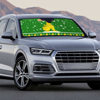 Myanmar Christmas Auto Sun Shade with Green-Gold Theme, Chinthe Lion, and Santa Motif - Wonder Print Shop