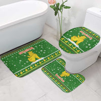 Myanmar Christmas Bathroom Set with Green-Gold Theme, Chinthe Lion, and Santa Motif - Wonder Print Shop