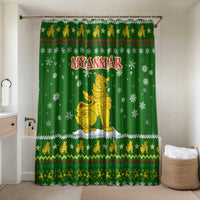 Myanmar Christmas Bathroom Set with Green-Gold Theme, Chinthe Lion, and Santa Motif - Wonder Print Shop