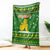 Myanmar Christmas Blanket with Green-Gold Theme, Chinthe Lion, and Santa Motif - Wonder Print Shop