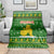 Myanmar Christmas Blanket with Green-Gold Theme, Chinthe Lion, and Santa Motif - Wonder Print Shop
