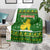 Myanmar Christmas Blanket with Green-Gold Theme, Chinthe Lion, and Santa Motif - Wonder Print Shop