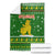 Myanmar Christmas Blanket with Green-Gold Theme, Chinthe Lion, and Santa Motif - Wonder Print Shop