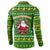 Myanmar Christmas Button Sweatshirt with Green-Gold Theme, Chinthe Lion, and Santa Motif - Wonder Print Shop
