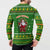 Myanmar Christmas Button Sweatshirt with Green-Gold Theme, Chinthe Lion, and Santa Motif - Wonder Print Shop