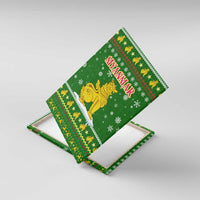 Myanmar Christmas Canvas Wall Art with Green-Gold Theme, Chinthe Lion, and Santa Motif - Wonder Print Shop