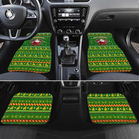 Myanmar Christmas Car Mats with Green-Gold Theme, Chinthe Lion, and Santa Motif - Wonder Print Shop
