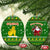 Myanmar Christmas Ceramic Ornament with Green-Gold Theme, Chinthe Lion, and Santa Motif - Wonder Print Shop