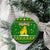 Myanmar Christmas Ceramic Ornament with Green-Gold Theme, Chinthe Lion, and Santa Motif - Wonder Print Shop