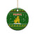 Myanmar Christmas Ceramic Ornament with Green-Gold Theme, Chinthe Lion, and Santa Motif - Wonder Print Shop