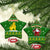 Myanmar Christmas Ceramic Ornament with Green-Gold Theme, Chinthe Lion, and Santa Motif - Wonder Print Shop