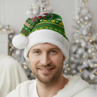 Myanmar Christmas Santa Hat with Green-Gold Theme, Chinthe Lion, and Santa Motif - Wonder Print Shop