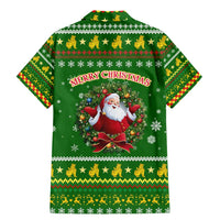 Myanmar Christmas Family Matching Mermaid Dress and Hawaiian Shirt with Green-Gold Theme, Chinthe Lion, and Santa Motif - Wonder Print Shop