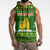 Myanmar Christmas Sleeveless Zip Hoodie with Green-Gold Theme, Chinthe Lion, and Santa Motif - Wonder Print Shop