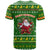 Myanmar Christmas T Shirt with Green-Gold Theme, Chinthe Lion, and Santa Motif - Wonder Print Shop