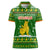 Myanmar Christmas Women Polo Shirt with Green-Gold Theme, Chinthe Lion, and Santa Motif - Wonder Print Shop