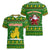 Myanmar Christmas Women V-Neck T-Shirt with Green-Gold Theme, Chinthe Lion, and Santa Motif - Wonder Print Shop