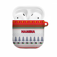 Namibia Christmas AirPods Case with Red-Green Theme, Coat of Arms, and National Flag Motif - Wonder Print Shop