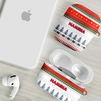Namibia Christmas AirPods Case with Red-Green Theme, Coat of Arms, and National Flag Motif - Wonder Print Shop