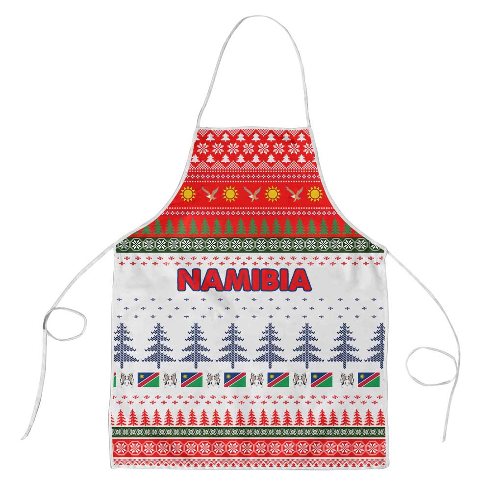 Namibia Christmas Apron with Red-Green Theme, Coat of Arms, and National Flag Motif - Wonder Print Shop